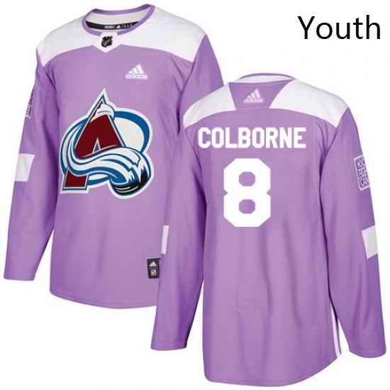 Youth Adidas Colorado Avalanche 8 Joe Colborne Authentic Purple Fights Cancer Practice NHL Jersey